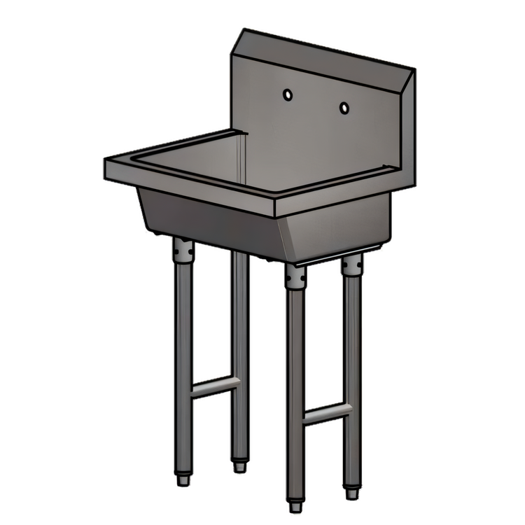 Product image #1 for BK Resources MSHS-24F2 Single Station Freestanding Hand Wash Sink with 8" OC Faucet Holes