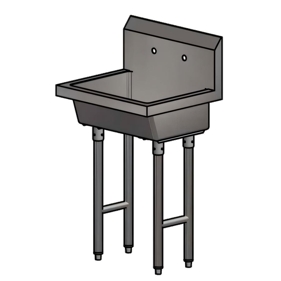 Product image #1 for BK Resources MSHS-24F2 Single Station Freestanding Hand Wash Sink with 8" OC Faucet Holes