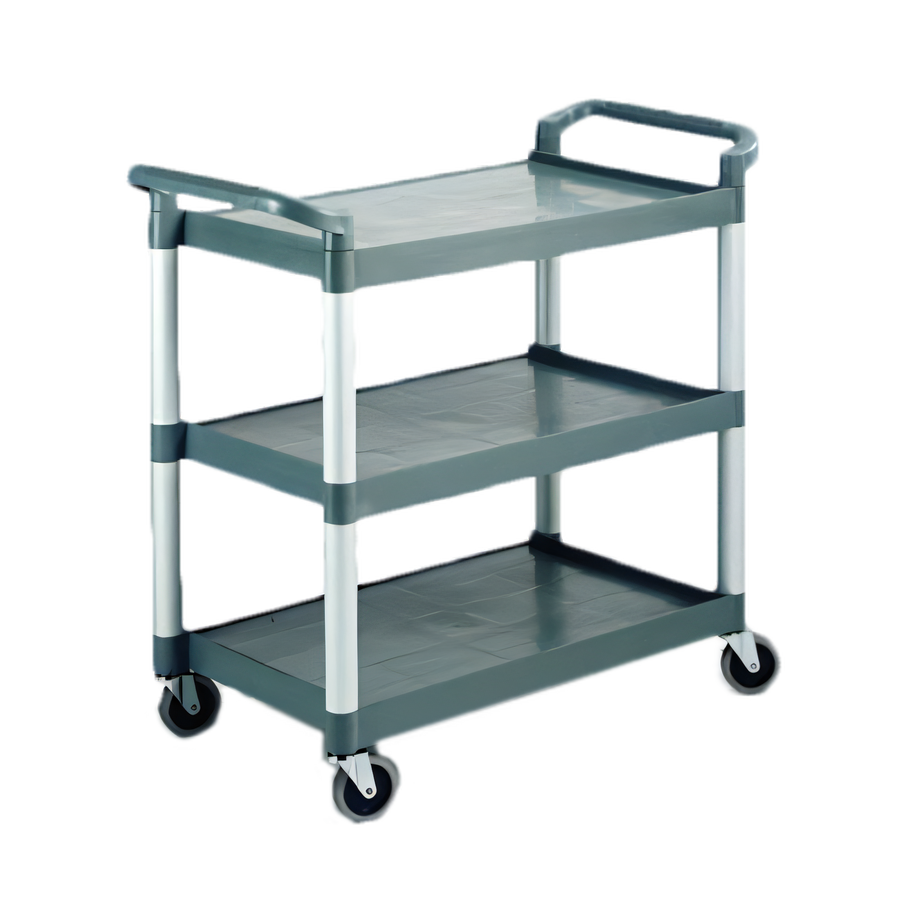 Product image #1 for Crestware Regular 3-Tier Poly Bus Cart, 16-1/8 x 24-1/2 x 36 Inch, Gray, 265 lb Capacity