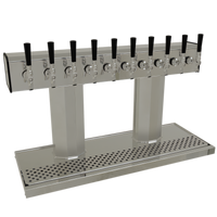 Glastender Tee Draft Dispensing Tower with 10 Stainless Steel Faucets, Countertop, Glycol-Cooled
