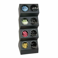 Black Polystyrene Countertop Flatware Organizer with 8 Compartments and Inserts