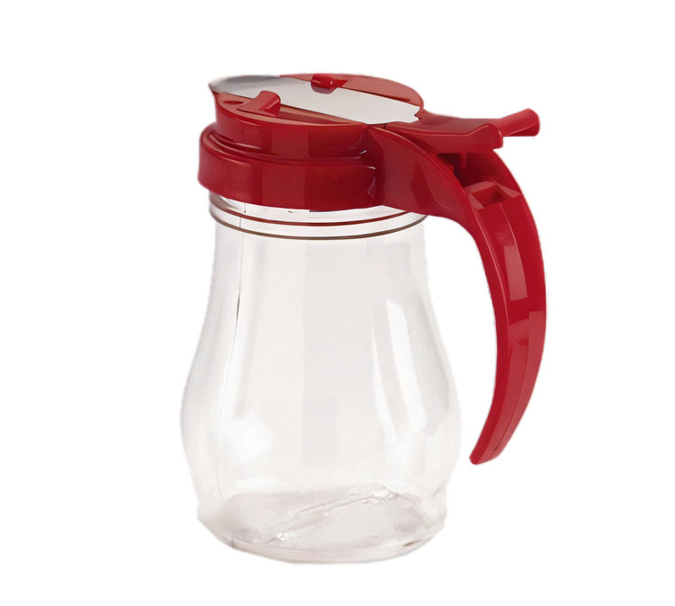 Product image #1 for Vollrath Dripcut® 7 oz Clear Polycarbonate Syrup Server with Red Plastic Top