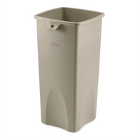 Rubbermaid Commercial Untouchable Square Open-Top Trash Can, 23 Gallon, Beige