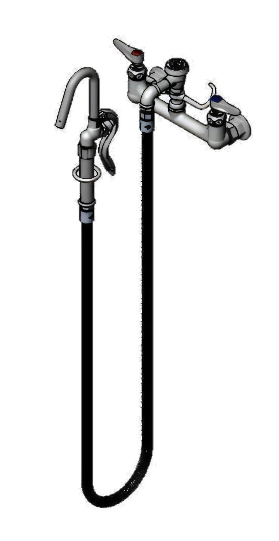 Product image #1 for T&S Brass B-0612 Wall-Mount Pot & Kettle Filler Mixing Faucet, 8-Inch Centers, 68-Inch Hose