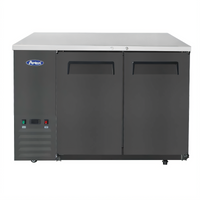 48-Inch Shallow Depth Two-Section Back Bar Cooler with Locking Solid Doors