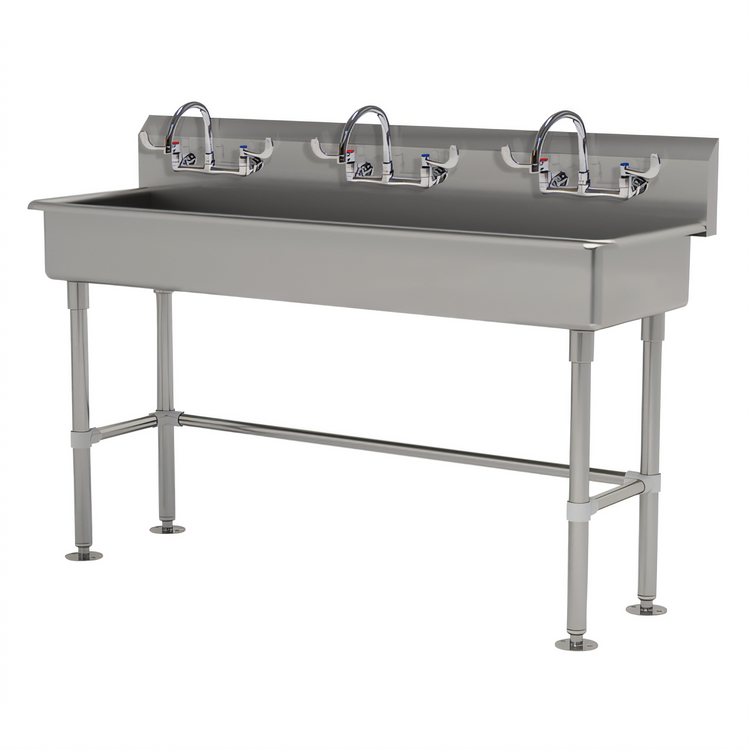 Product image #1 for Advance Tabco 60-Inch 3-Station ADA Freestanding Multiwash Hand Sink with Faucets