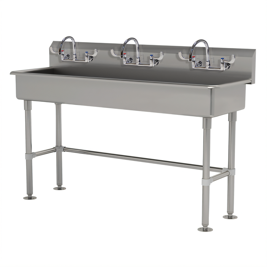 Product image #1 for Advance Tabco 60-Inch 3-Station ADA Freestanding Multiwash Hand Sink with Faucets