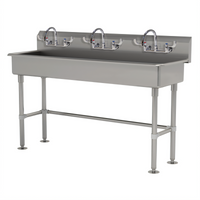 Advance Tabco 60-Inch 3-Station ADA Freestanding Multiwash Hand Sink with Faucets