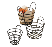 American Metalcraft 7-Inch Round Black Wire Serving Basket with Loop Handles