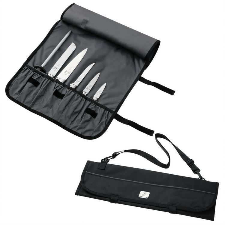 Product image #1 for Mercer Culinary 7-Pocket Heavy-Duty Knife Roll Bag with Shoulder Strap, Black