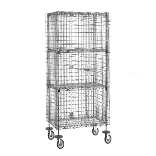 Product image #1 for Super Erecta Mobile Wire Security Cage with 2 EZ-Add Shelves, Chrome-Plated Finish
