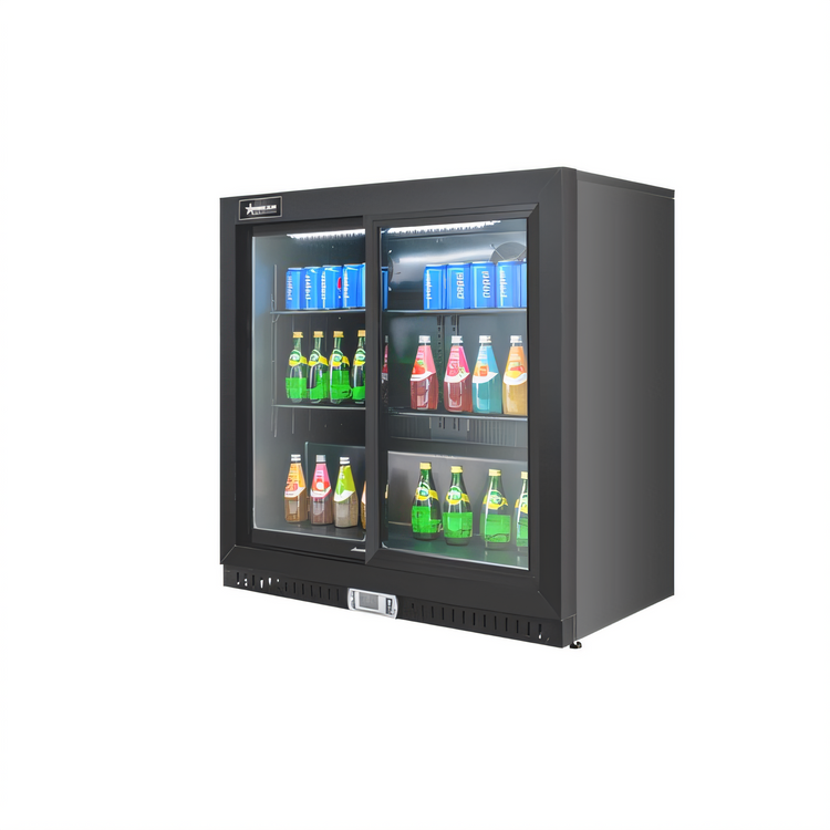 Product image #1 for Omcan 36-Inch Back Bar Beverage Cooler with Sliding Glass Door, 7.5 Cu. Ft., Rear-Mounted Self-Contained Refrigeration