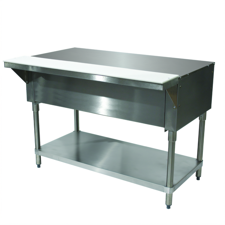 Product image #1 for Advance Tabco Triumph (Supreme) Solid Top Utility Station Table with Poly Cutting Board, 77-3/4 Inch W x 30-5/8 Inch D