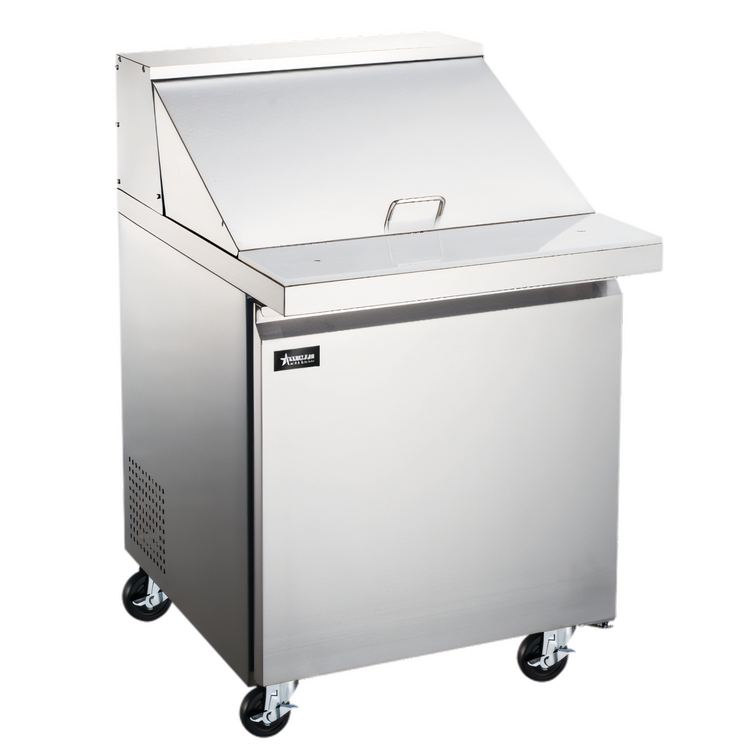 Product image #2 for Omcan Mega Top Refrigerated Sandwich/Salad Prep Table, 27.5-Inch, 1 Section, 1 Door, Rear-Mounted Self-Contained