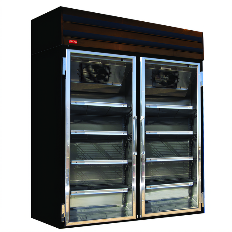 Product image #1 for Two-Section Glass Door Reach-In Freezer Merchandiser, 48 Cu. Ft., Top-Mount Self-Contained, Black