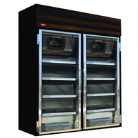 Two-Section Glass Door Reach-In Freezer Merchandiser, 48 Cu. Ft., Top-Mount Self-Contained, Black