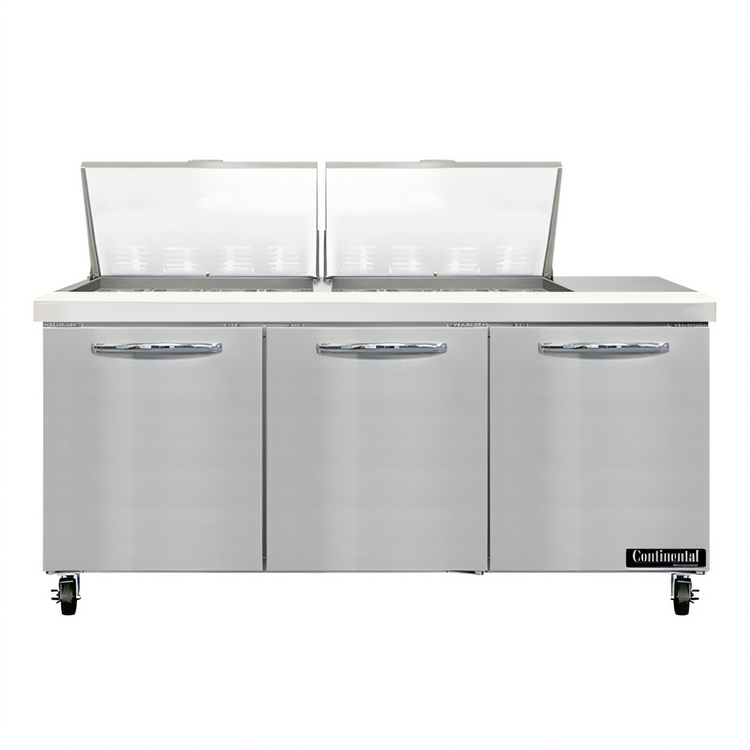 Product image #1 for Continental Refrigerator SW72N24M 72" Mighty Top 3-Section Sandwich Unit Refrigerator with 24 Pan Capacity