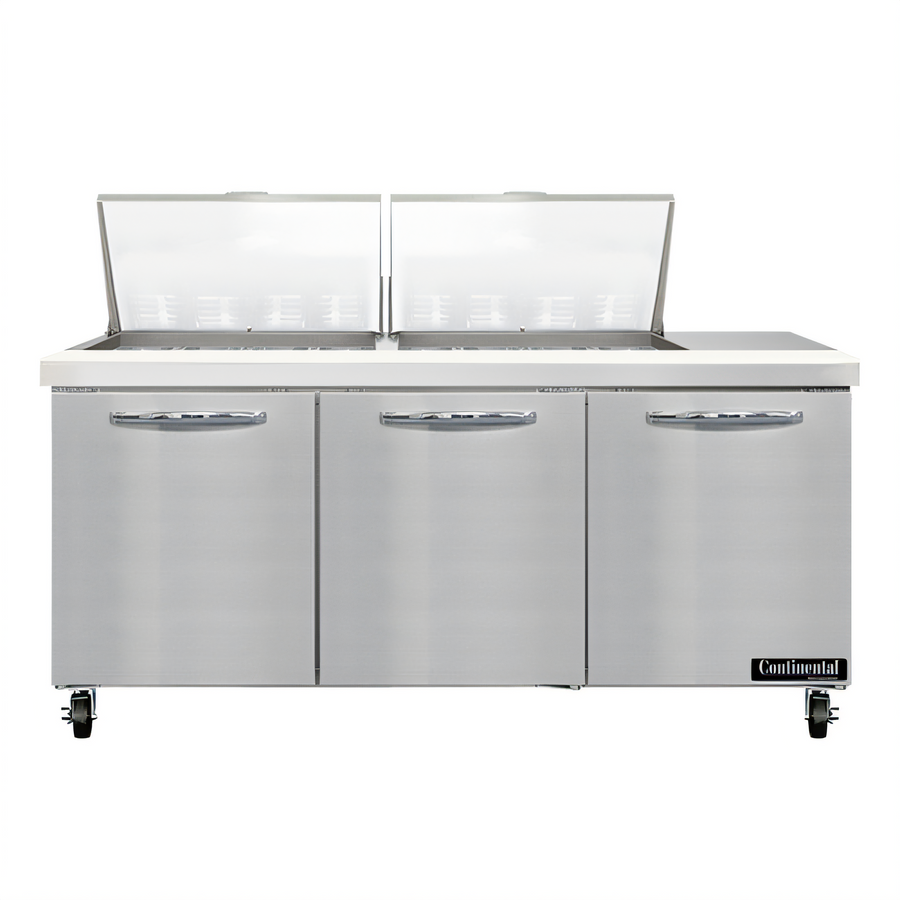 Product image #1 for Continental Refrigerator SW72N24M 72" Mighty Top 3-Section Sandwich Unit Refrigerator with 24 Pan Capacity