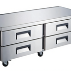 Thumbnail image #1 for Hurakan by Equip.me 72-Inch 4-Drawer Chef Base Refrigerator, Stainless Steel, Self-Contained Side-Mounted