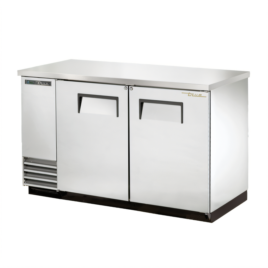 Product image #1 for True TBB-2-S-HC Two-Section Back Bar Cooler with Stainless Steel Top, Solid Doors and Left-Side Condensing Unit
