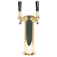 Countertop Glycol-Cooled Single-Column Draft Beer Tower with 2 PVD Brass Faucets