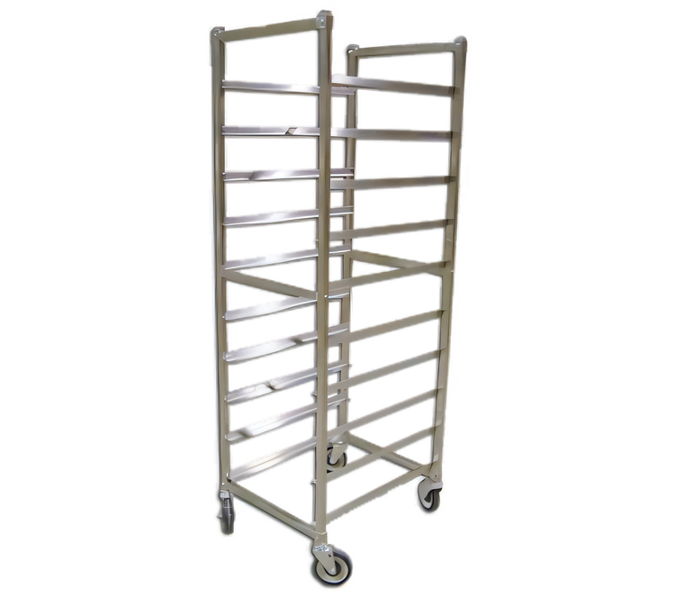 Product image #1 for Omcan USA Full Size Mobile Stainless Steel End-Load Open-Sided Pan Rack for 18 x 26 Pans, 10 Capacity