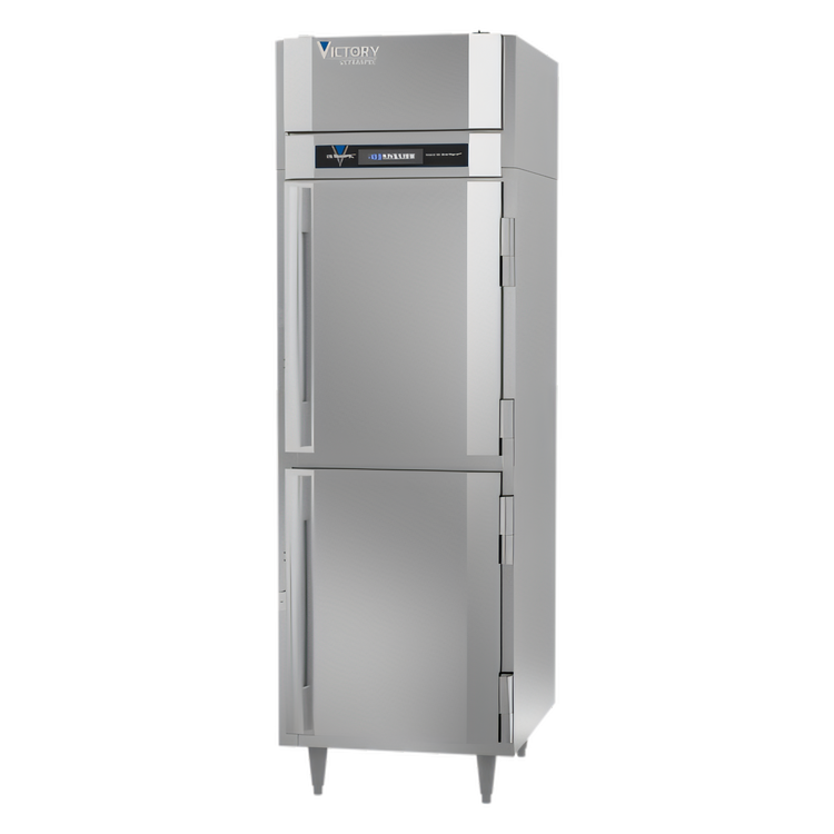 Product image #1 for Victory UltraSpec One-Section Pass-Thru Solid Half-Door Freezer, Self-Contained, Standard Depth, 4 Half Doors
