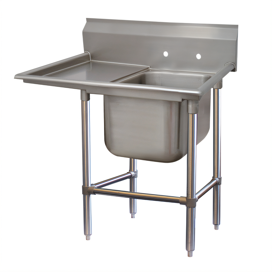 Product image #1 for Advance Tabco Regaline 1-Compartment Sink with Left-Hand Drainboard, 24 x 24 Inch Bowl, 14 Gauge 304 Stainless Steel