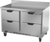 Thumbnail image #1 for Beverage-Air WTRD48AHC-4-FIP 48-Inch Two-Section Worktop Refrigerator with 4 Drawers, Rear-Mounted Self-Contained Refrigeration