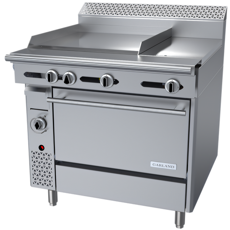 Product image #1 for Garland Cuisine Series 36-Inch Heavy Duty Gas Combination Top Range with 24-Inch Griddle, 12-Inch Hot Top and Standard Oven