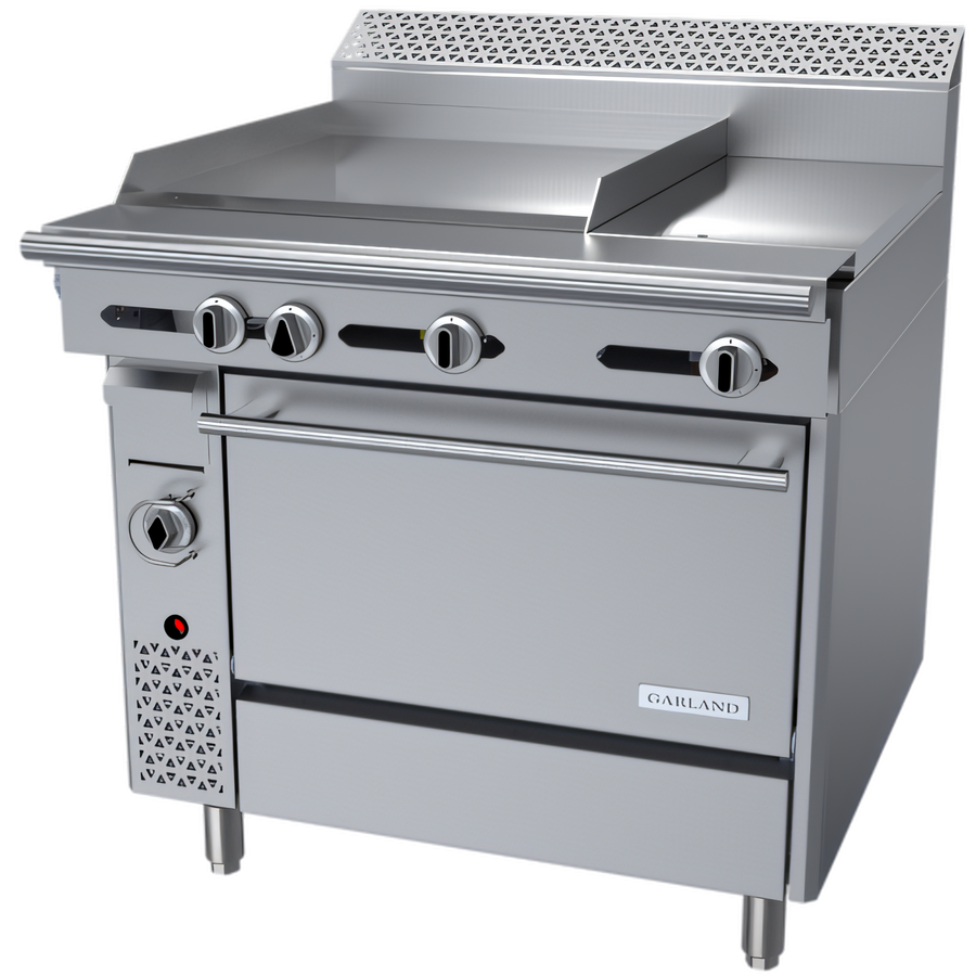 Product image #1 for Garland Cuisine Series 36-Inch Heavy Duty Gas Combination Top Range with 24-Inch Griddle, 12-Inch Hot Top and Standard Oven