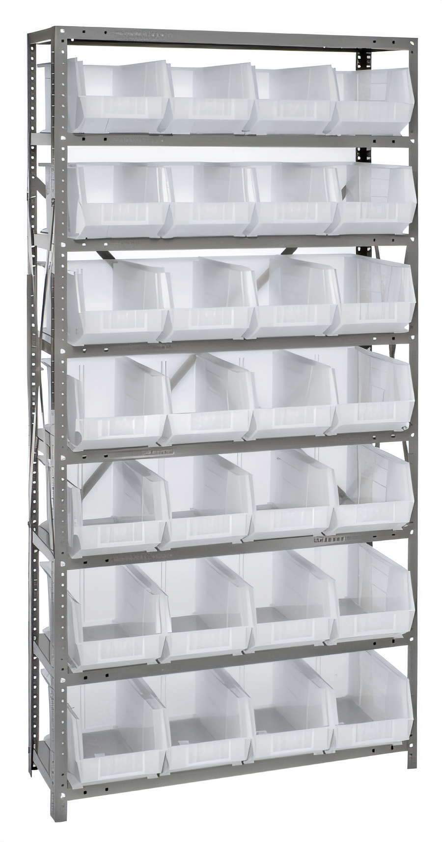 Product image #1 for Quantum Heavy Duty Wire Shelving Unit with 8 Shelves and 28 Clear Bins, 36 x 12 x 75 Inches
