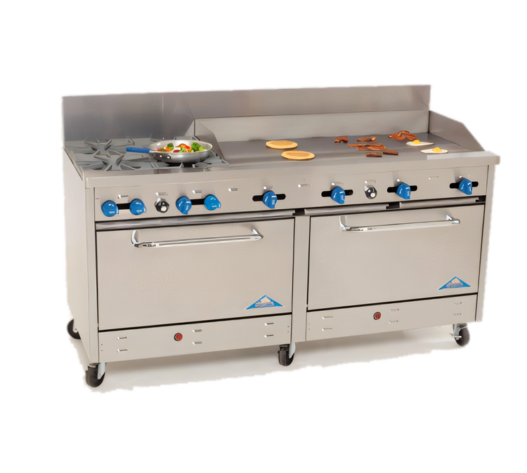 Product image #1 for Comstock-Castle 72-Inch Gas Range with 2 Star Burners, 60-Inch Griddle, and 2 Ovens