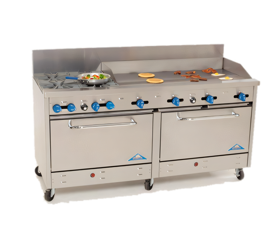 Product image #1 for Comstock-Castle 72-Inch Gas Range with 2 Star Burners, 60-Inch Griddle, and 2 Ovens