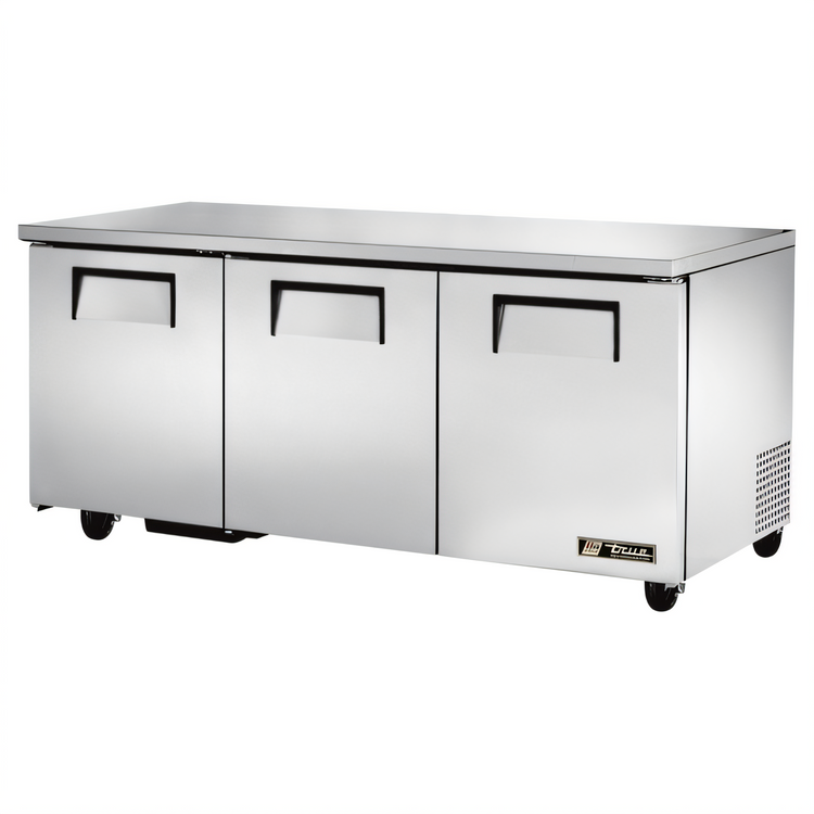 Product image #1 for True TUC-72-HC Three-Section Undercounter Refrigerator with Solid Doors, 72 Inch Wide