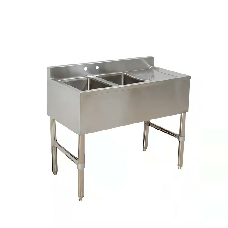 Product image #1 for Two-Compartment Underbar Bar Sink with Right Drainboard