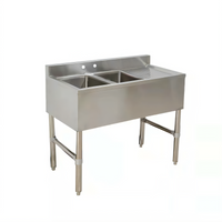 Two-Compartment Underbar Bar Sink with Right Drainboard