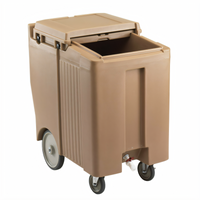 Tall Mobile Sliding Lid Ice Caddy, 175 lb. Capacity, Coffee Beige