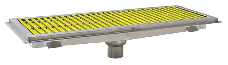 Product image #1 for Eagle Group 24-Inch x 12-Inch Stainless Steel Floor Trough with Yellow Fiberglass Subway-Style Grating