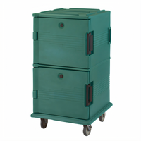 Cambro Ultra Camcart Front-Loading Insulated Food Pan Carrier, Security Package, Two-Compartment, 120 Qt, Kentucky Green
