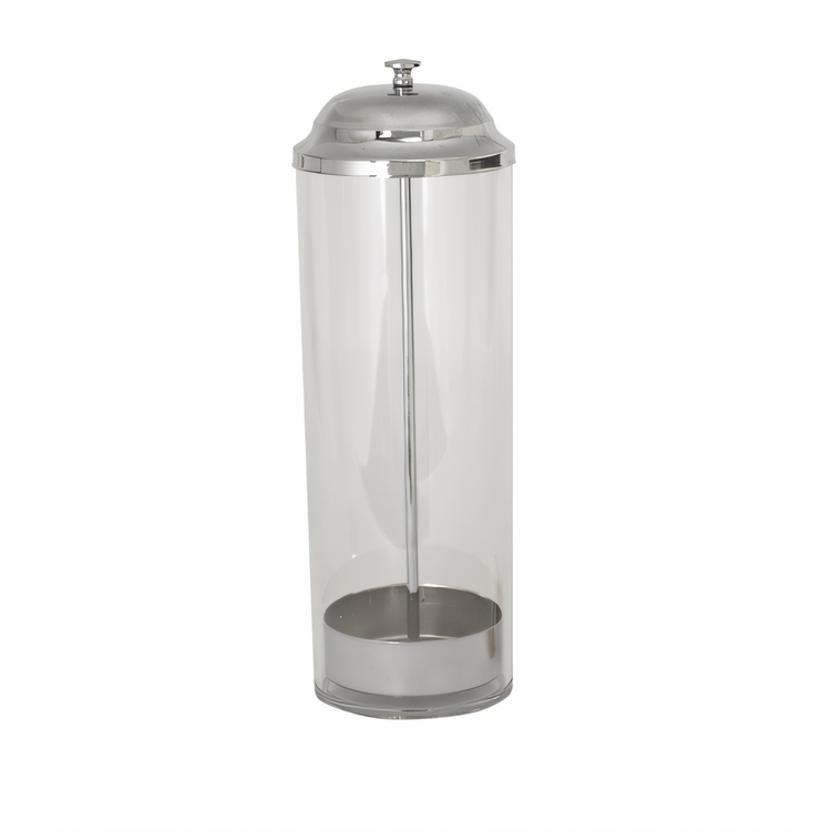 Product image #1 for Winco Round Tabletop Straw Dispenser, 100-Straw Capacity, Clear SAN Plastic with Stainless Steel Accent
