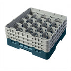 Thumbnail image #2 for Cambro Camrack® 20S638414 Full-Size 20-Compartment Teal Glass Rack with 3 Soft Gray Extenders Case of 3