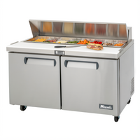 Migali Competitor Series 60-Inch Two-Section Stainless Steel Sandwich Prep Table with Rear-Mount Self-Contained Refrigeration