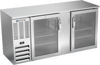 Beverage-Air 68-Inch Two-Section Shallow Depth Food-Rated Back Bar Refrigerator with Glass Doors