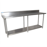 BK Resources 84-Inch x 24-Inch Stainless Steel Work Table with 5-Inch Riser and Undershelf