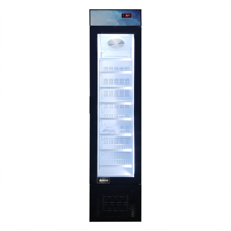 Product image #1 for Omcan Slim Reach-In Glass Door Display Freezer, 3.7 Cu. Ft., Black, 1-Section
