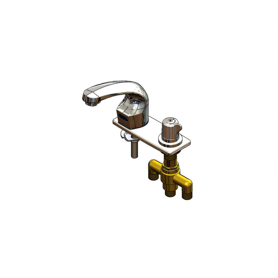 Product image #1 for ChekPoint Touchless Electronic Single-Hole Deck-Mount Faucet with Thermostatic Mixing Valve, 4-Inch Centers Deck Plate, Chrome-Plated Brass, 0.5 GPM