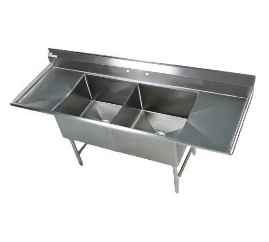 Product image #1 for Elite 96-Inch 2-Compartment Stainless Steel Commercial Sink with Dual Drainboards