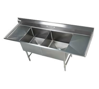 Elite 96-Inch 2-Compartment Stainless Steel Commercial Sink with Dual Drainboards