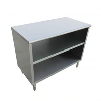 Omcan USA 72-Inch Stainless Steel Dish Cabinet with Flat Top and Fixed Mid-Shelf